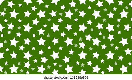 Green seamless pattern with white stars