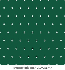 Green seamless pattern with white tiny map pin.