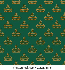 Green seamless pattern with yellow pie.
