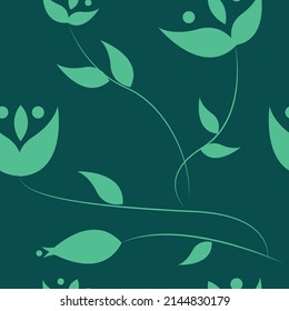 green seamless plant pattern and background
