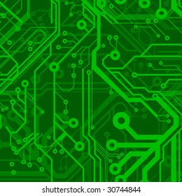 Green Seamless Printed Circuit Board Pattern
