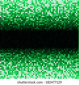 Green seamless shimmer background with shiny light and dark paillettes. Sparkle glitter background. Abstract Geometric Background. Abstract technology background, vector illustration