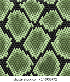 Green seamless snake skin pattern for background design. Jpeg version also available in gallery