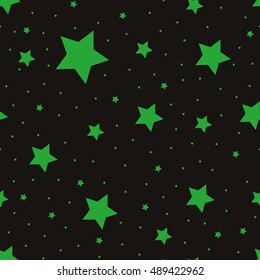 Green Seamless Star Pattern. Repeating Star Background. Simple seamless star icon vector pattern. Green star.