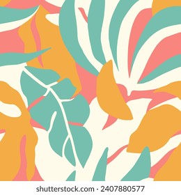 Green Seamless Summer Beautiful Style Print. Yellow Repetitive Nature Plant Scribble, Seamless Backdrop. Purple Seamless Fashion Jungle Invitation Pattern. 