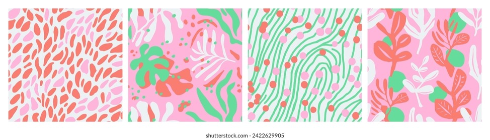 Green Seamless Summer Decorative Scribble Pattern. Light Continuous Creative Garden Shape, Seamless Art. Hippie Repetitive Nature Beach Leaves Design. 