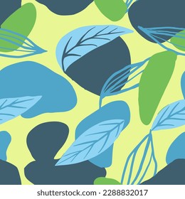 Grünes Nahtloses Sommermuster für frisches Element. Gelbe, klassische Farbtupfer, Nahtlose Textur. Vivid Continuous Color Beautiful Template Print. 
