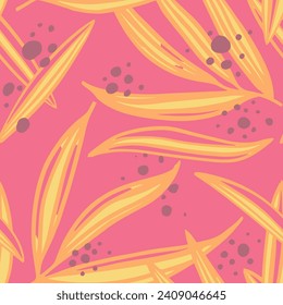 Green Seamless Summer Jungle Template Texture. Hippie Continuous Elegant Isolated Lines, Seamless Art. Vivid Endless Fashion Flora Ornament Background. 