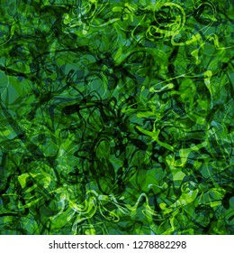 Green Seamless texture. Curved lines. Organic elements. Abstract vector background for web page, banners backdrop, fabric, home decor, wrapping