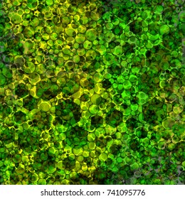 Green seamless texture from hexagons, circles. Abstract vector background for web page, banners, fabric, home decor, wrapping