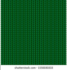 Green seamless texture of knitted woolen clothes. Vector illustration.

