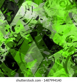 Green seamless texture with rhombus and blots. Grunge pattern. Abstract vector background for web page, banners backdrop, fabric, home decor, wrapping