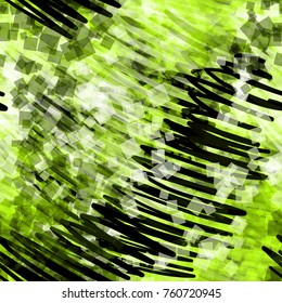 Green seamless texture with strokes squares and spots. Dynamic template. Abstract vector background for web page, banners backdrop, fabric, home decor, wrapping