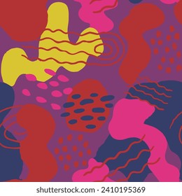 Green Seamless Trend Modern Surface Blob. Bright Endless Brushed Decorative Template, Seamless Stripes. Colorful Continuous Stylish Hand Drawn Illustration Wrapping