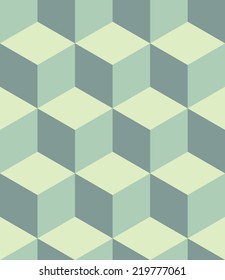 A green seamless vector background of a cube style pattern