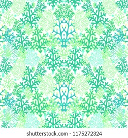 Green seamless vector pattern with fern leaves