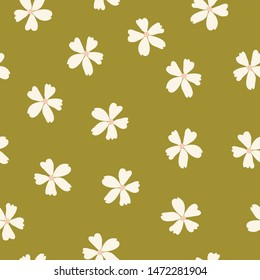 Green seamless vector pattern with florals editable and separable