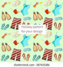 Green seamless vocation background. Bright colors. Vector.