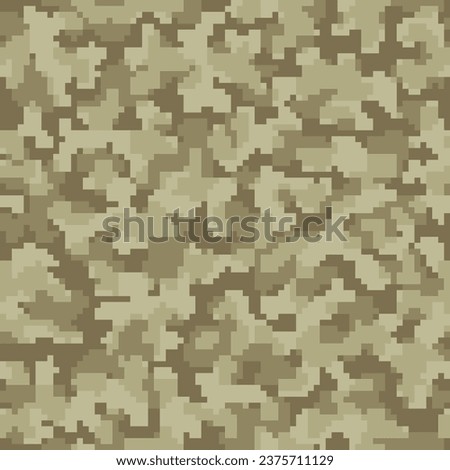 Green Seamless War Pixel Army Wallpaper. Repeated Dark Fashion Geometric Commando Print.  Brown Seamless Abstract Graphic Combat Fabric. Khaki Vector Soldier Backdrop. 