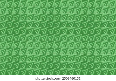 Fondo de patrón de línea de onda sin fisuras verde. Ilustración vectorial de estilo japonés.