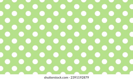Green seamless and white polka dots pattern