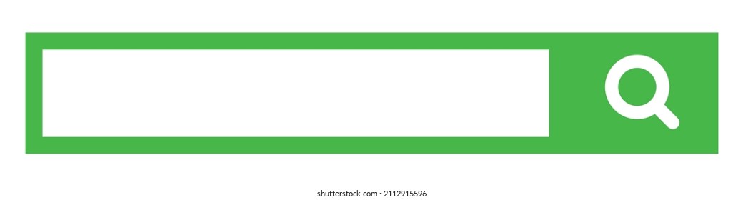 Green search box and magnifying glass. Internet search. Vectors.