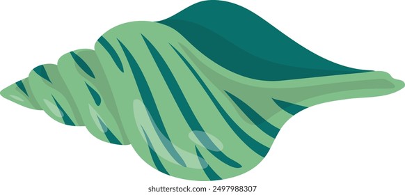 Green seashell. Cartoon conch icon. Marine symbol