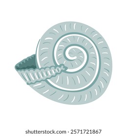 Green seashell icon on white background. Vector illustration