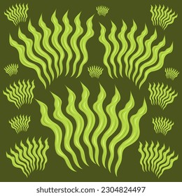 Green seaweed flat vector illustration. Cute organic green seaweed cartoon vector illustration for graphic design and decorative element