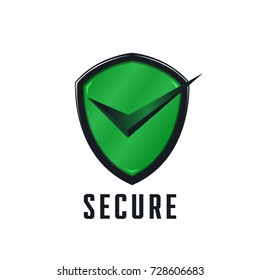Green Secure Shield Protection icon logo or symbol