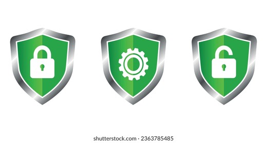 Green security lock shield vector