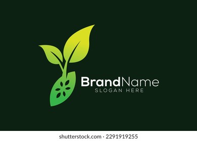 Green seed leaf logo design