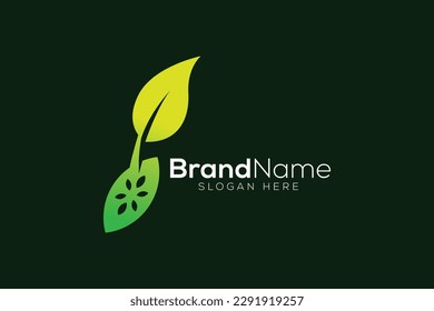 Green seed leaf logo design