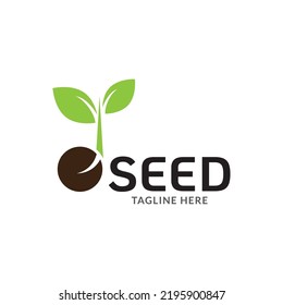ilustración de tipo de logotipo de semilla verde.