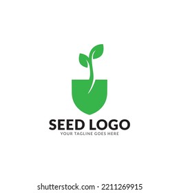 ilustración de tipo de logotipo de semilla verde.