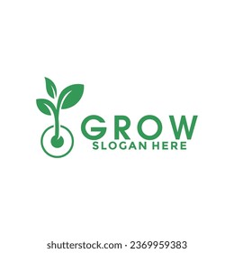 Green Seed logo type vector, Grow logo design template