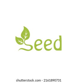 Diseño de tipografía de tipo de logotipo de semillas verdes