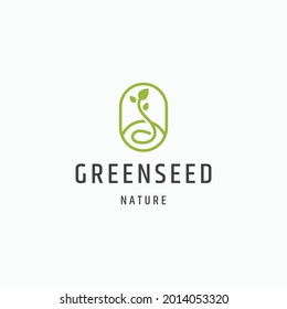 Green seed nature logo icon design flat template vector illustration