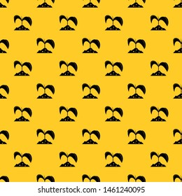 Green seedling in soil pattern seamless vector repeat geometric yellow for any design