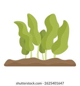 Mudas verdes crescendo a partir do solo, ilustração de desenho animado simples