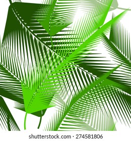 green seemless background pattern of palm leaves