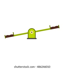 Green seesaw icon in flat style on a white background vector illustration