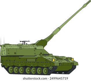 A Green Selfpropelled Howitze In Combat Position