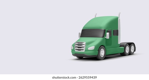 Ícone Verde Semi Truck Em Estilo Mínimo Suave Com Detalhes Limpos E Formas Arredondadas. Perfeito Para O Transporte, Logística E Temas De Entrega. Ilustração de vetor.