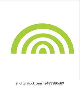 green semi-circular curved line design for the logo