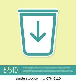 Green Send to the trash line icon isolated on yellow background. Vector Illustration