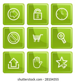 Green senso basic icons set. Vector.