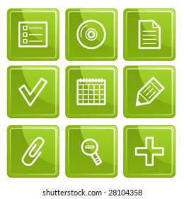 Green senso basic icons set. Vector.