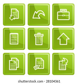 Green senso document icons set. Vector.