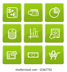 Green senso finance icons set. Vector.